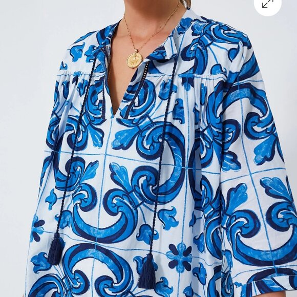 COPY - Capri Blue Majolica Tile Bondi Coverup XL - Picture 3 of 4